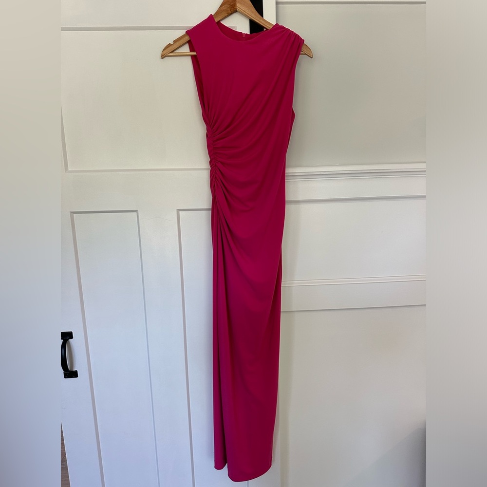 Zara Draped Midi Dress Fuschia size XS